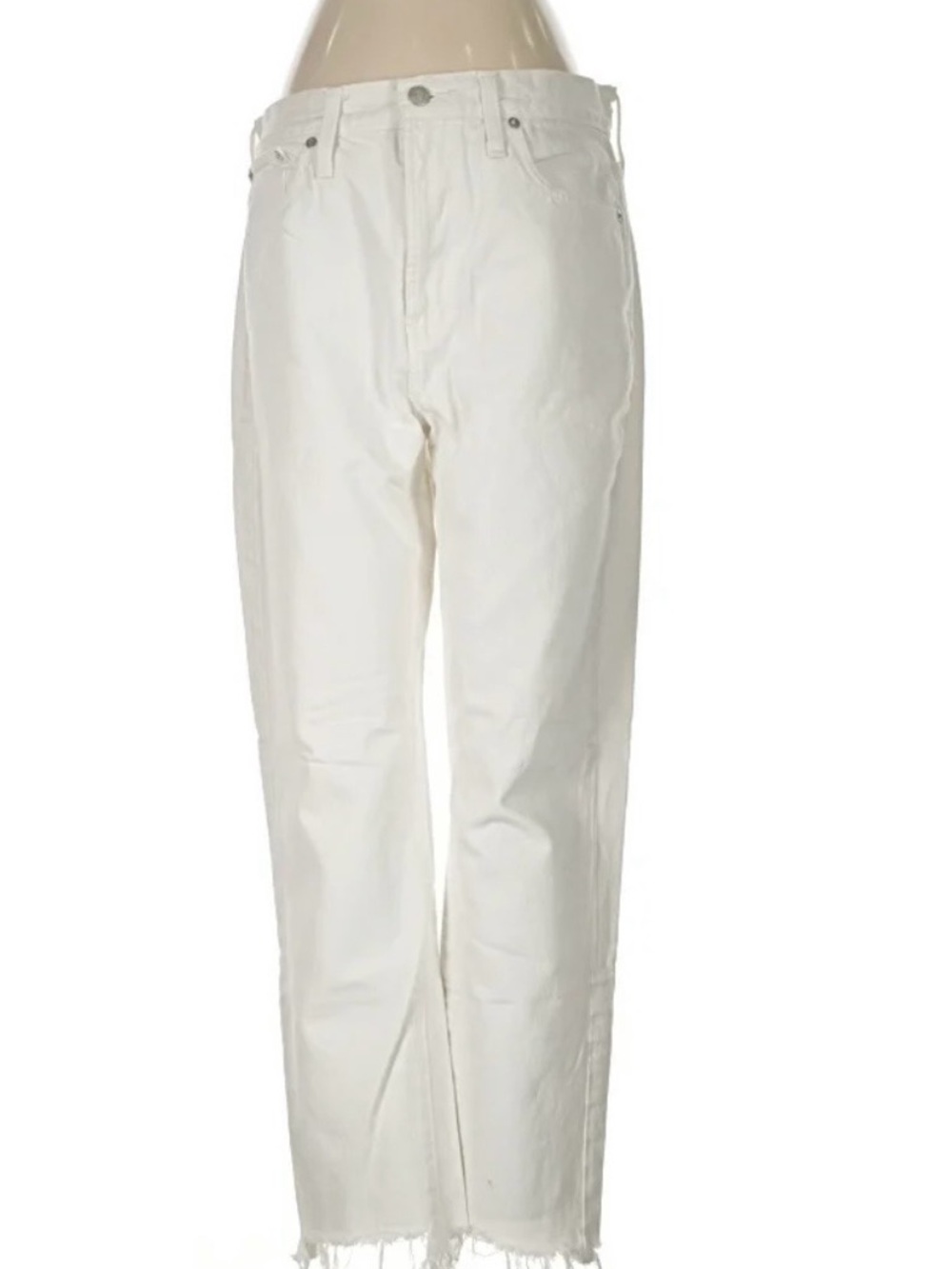 Madewell White Straight-Leg Raw Hem Jeans